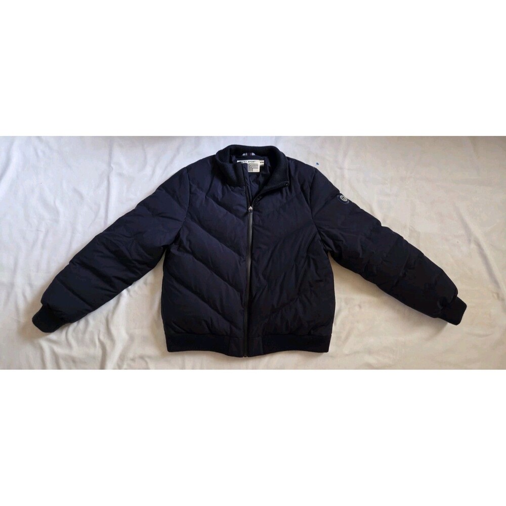 Tory Burch Tory Sport Down Puffer Bomber Jacket Navy Blue Size M Get To The Gym